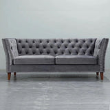 U-BEST Vintage Luxury Chesterfield Velvet Button Tufted Sofa 3 Seat For Living Room furniture,Luxury Velvet Sofa